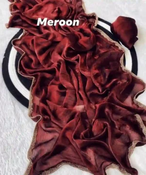 Bollywood Trending Satin Chiffon Saree | Rich Elegant Lace Border