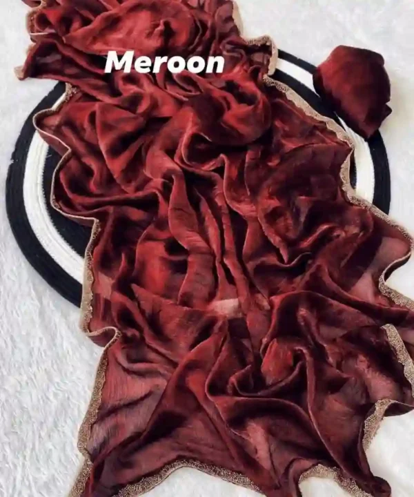 Bollywood Trending Satin Chiffon Saree | Rich Elegant Lace Border