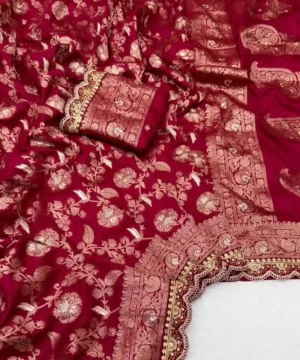 Designer Pure Khadi Dolla Cotton Saree | Sabyasachi Scallop & Kanchi Border