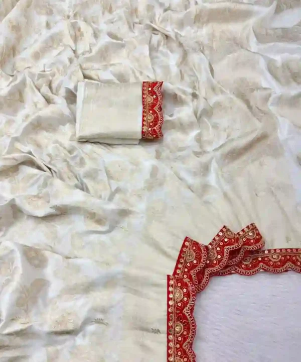 Designer Pure Khadi Dolla Cotton Saree | Sabyasachi Scallop & Kanchi Border